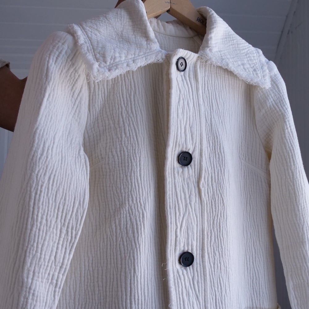 Y2k Raquel Allegra ivory cotton/rayon longline chore coat - Picture 11 of 11